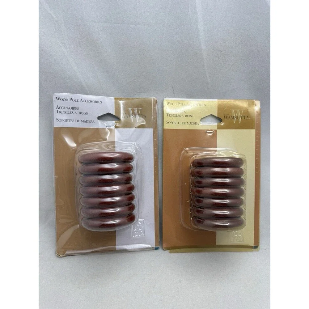 Wamsutta Round Wood Pole Accessories Ends Rings Cherry 13-5525-77 13-5405-77